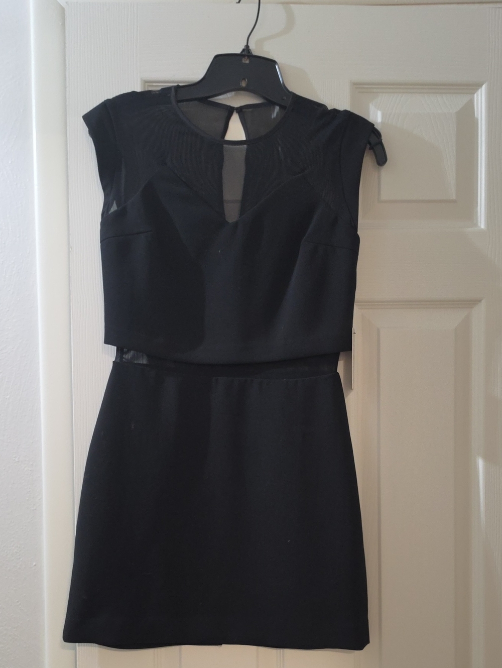 Express Black Mini Dress with Mesh Yoke